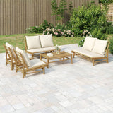 NNEVL 5 Piece Garden Lounge Set with Cream White Cushions Bamboo