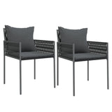 NNEVL Garden Chairs with Cushions 2 pcs Black 54x61x83 cm Poly Rattan