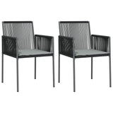 NNEVL Garden Chairs with Cushions 2 pcs Black 54x60.5x83.5 cm Poly Rattan