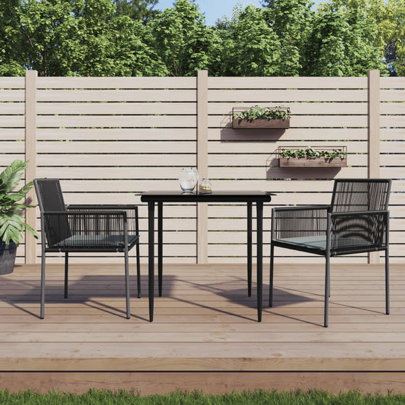 NNEVL Garden Chairs with Cushions 2 pcs Black 54x60.5x83.5 cm Poly Rattan