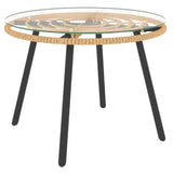 NNEVL 3 Piece Garden Lounge Set with Beige Cushions Poly Rattan