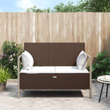 NNEVL 2-Seater Garden Bench with Cushions Brown Poly Rattan