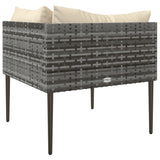 NNEVL Garden Corner Sofa with Cushions Grey Poly Rattan