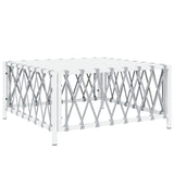 NNEVL Garden Table White 70x70x34 cm Woven Fabric