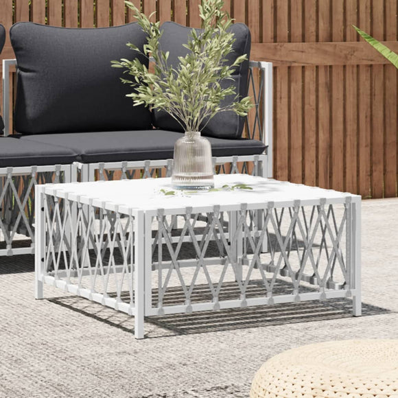 NNEVL Garden Table White 70x70x34 cm Woven Fabric