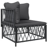 NNEVL Garden Corner Sofa with Cushions Anthracite Woven Fabric