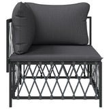 NNEVL Garden Corner Sofa with Cushions Anthracite Woven Fabric