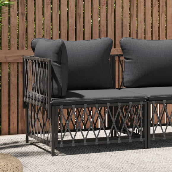 NNEVL Garden Corner Sofa with Cushions Anthracite Woven Fabric