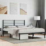 NNEVL Metal Bed Frame with Headboard Black 153x203 cm Queen
