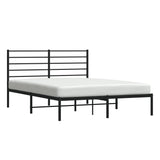 NNEVL Metal Bed Frame with Headboard Black 153x203 cm Queen