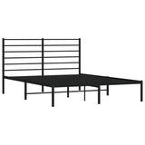 NNEVL Metal Bed Frame with Headboard Black 153x203 cm Queen