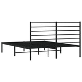 NNEVL Metal Bed Frame with Headboard Black 153x203 cm Queen