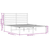 NNEVL Metal Bed Frame with Headboard Black 153x203 cm Queen