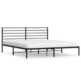 NNEVL Metal Bed Frame with Headboard Black 183x203 cm King