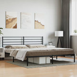 NNEVL Metal Bed Frame with Headboard Black 183x203 cm King