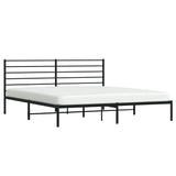NNEVL Metal Bed Frame with Headboard Black 183x203 cm King