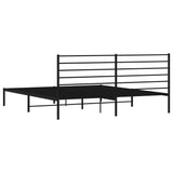 NNEVL Metal Bed Frame with Headboard Black 183x203 cm King