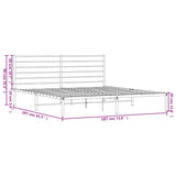 NNEVL Metal Bed Frame with Headboard Black 183x203 cm King