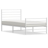NNEVL Metal Bed Frame with Headboard and Footboard White 107x203 cm King Single Size