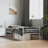 NNEVL Metal Bed Frame with Headboard and Footboard White 107x203 cm King Single Size