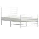 NNEVL Metal Bed Frame with Headboard and Footboard White 107x203 cm King Single Size