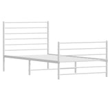 NNEVL Metal Bed Frame with Headboard and Footboard White 107x203 cm King Single Size