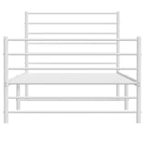 NNEVL Metal Bed Frame with Headboard and Footboard White 107x203 cm King Single Size