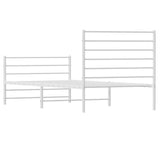 NNEVL Metal Bed Frame with Headboard and Footboard White 107x203 cm King Single Size