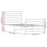 NNEVL Metal Bed Frame with Headboard and Footboard White 107x203 cm King Single Size