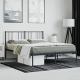 NNEVL Metal Bed Frame with Headboard Black 137x187 cm Double Size