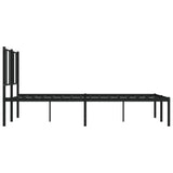 NNEVL Metal Bed Frame with Headboard Black 137x187 cm Double Size