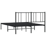 NNEVL Metal Bed Frame with Headboard Black 137x187 cm Double Size