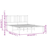 NNEVL Metal Bed Frame with Headboard Black 137x187 cm Double Size