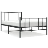 NNEVL Metal Bed Frame with Headboard and Footboard Black 92x187 cm Single Bed Size