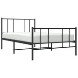 NNEVL Metal Bed Frame with Headboard and Footboard Black 92x187 cm Single Bed Size