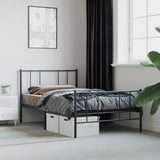 NNEVL Metal Bed Frame with Headboard and Footboard Black 92x187 cm Single Bed Size