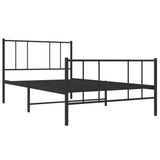NNEVL Metal Bed Frame with Headboard and Footboard Black 92x187 cm Single Bed Size