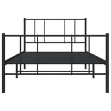 NNEVL Metal Bed Frame with Headboard and Footboard Black 92x187 cm Single Bed Size