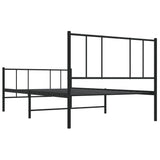 NNEVL Metal Bed Frame with Headboard and Footboard Black 92x187 cm Single Bed Size