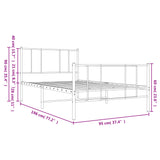 NNEVL Metal Bed Frame with Headboard and Footboard Black 92x187 cm Single Bed Size
