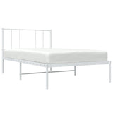 NNEVL Metal Bed Frame with Headboard White 92x187 cm Single Bed Size