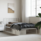 NNEVL Metal Bed Frame with Headboard White 92x187 cm Single Bed Size
