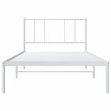 NNEVL Metal Bed Frame with Headboard White 92x187 cm Single Bed Size
