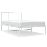 NNEVL Metal Bed Frame with Headboard White 107x203 cm King Single Size