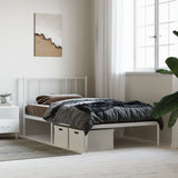 NNEVL Metal Bed Frame with Headboard White 107x203 cm King Single Size