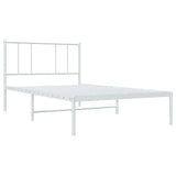 NNEVL Metal Bed Frame with Headboard White 107x203 cm King Single Size