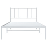 NNEVL Metal Bed Frame with Headboard White 107x203 cm King Single Size