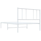 NNEVL Metal Bed Frame with Headboard White 107x203 cm King Single Size