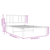 NNEVL Metal Bed Frame with Headboard White 107x203 cm King Single Size