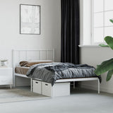 NNEVL Metal Bed Frame with Headboard White 107x203 cm King Single Size